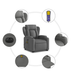 Fauteuil inclinable de massage électrique Gris foncé Tissu