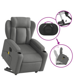 Fauteuil inclinable de massage électrique Gris foncé Tissu