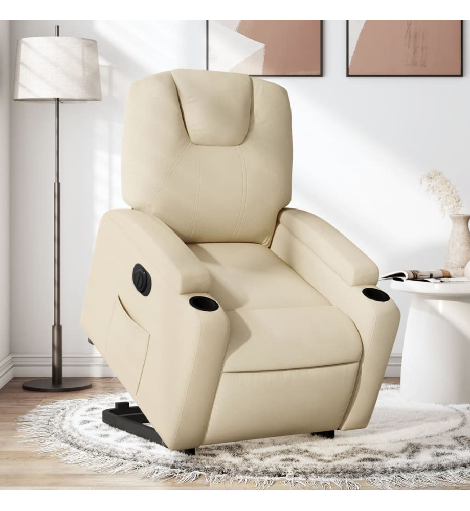 Fauteuil inclinable électrique crème tissu