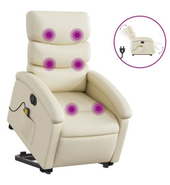 Fauteuil inclinable de massage électrique crème similicuir