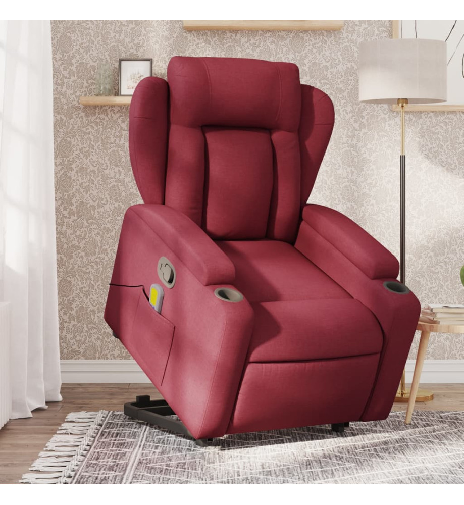 Fauteuil inclinable de massage Rouge bordeaux Tissu