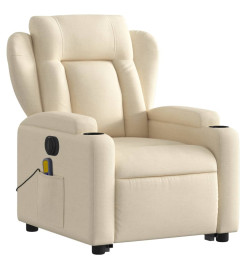 Fauteuil inclinable de massage électrique Crème Tissu