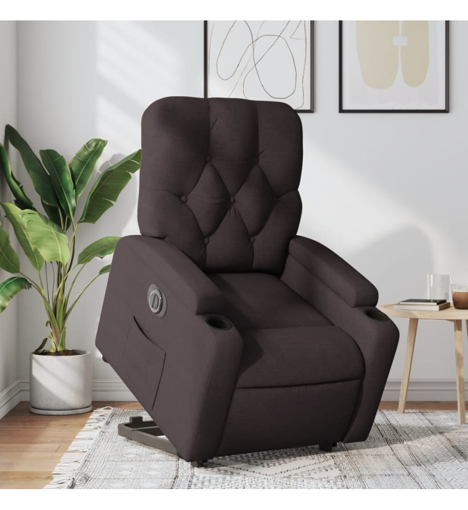 Fauteuil inclinable électrique marron foncé tissu