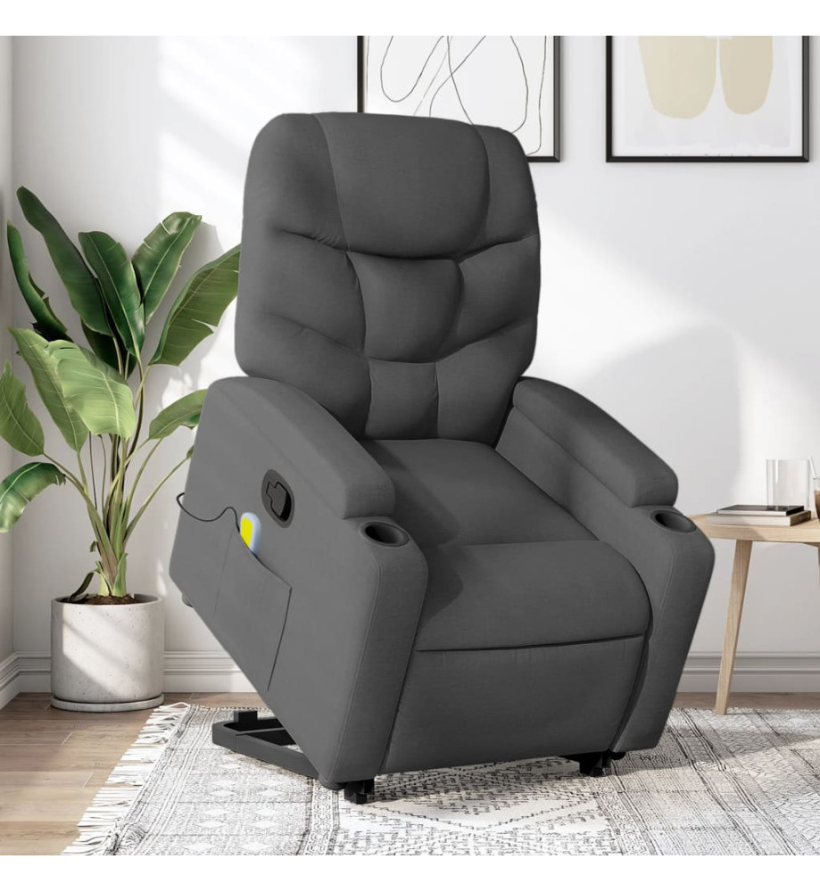 Fauteuil de massage inclinable Gris foncé Tissu