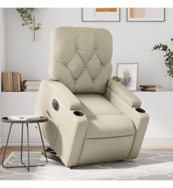 Fauteuil inclinable électrique crème similicuir