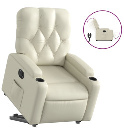 Fauteuil inclinable électrique crème similicuir