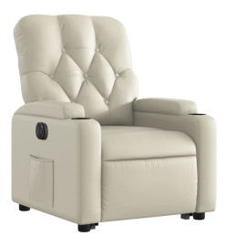 Fauteuil inclinable électrique crème similicuir