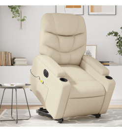 Fauteuil inclinable de massage électrique crème similicuir