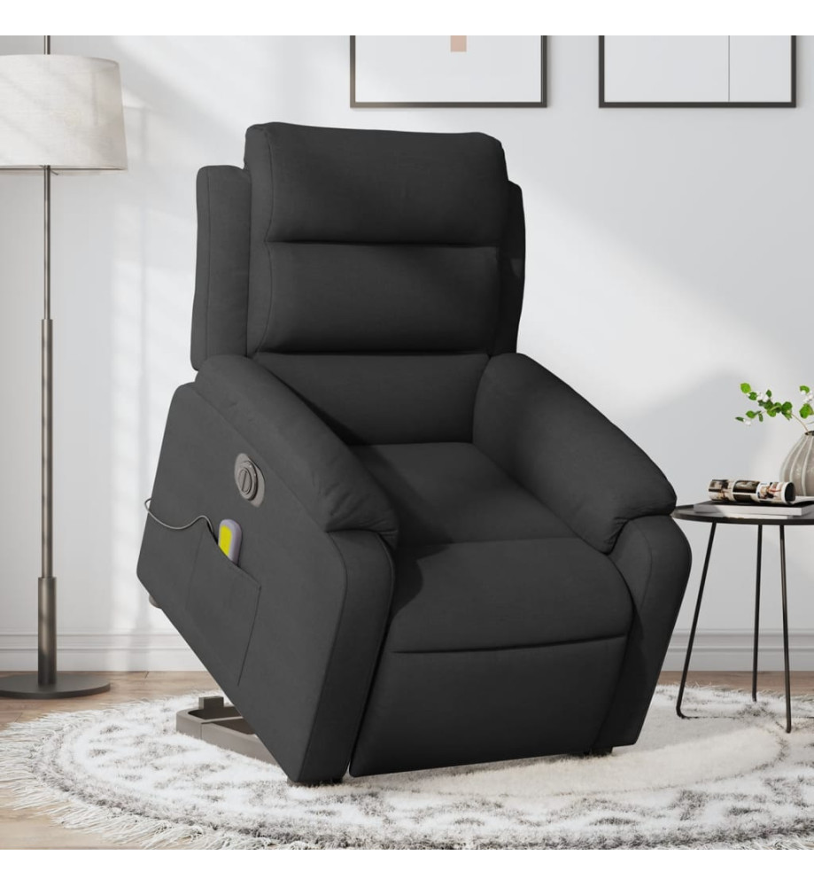 Fauteuil inclinable de massage électrique Noir Tissu