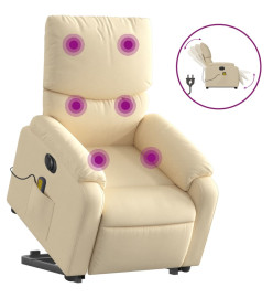 Fauteuil inclinable de massage électrique Crème Tissu