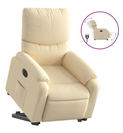 Fauteuil inclinable électrique crème tissu