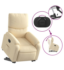 Fauteuil inclinable électrique crème tissu