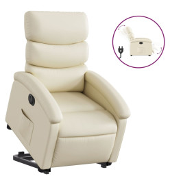 Fauteuil inclinable électrique crème similicuir