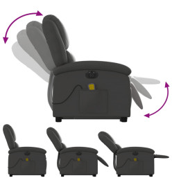 Fauteuil inclinable de massage électrique gris cuir véritable