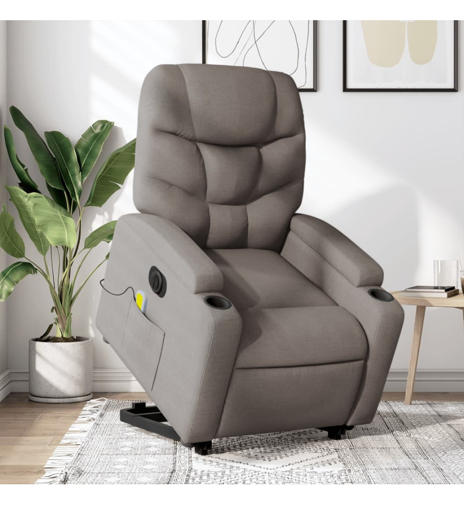 Fauteuil inclinable de massage électrique Taupe Tissu