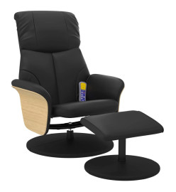 Fauteuil inclinable de massage avec repose-pied noir similicuir