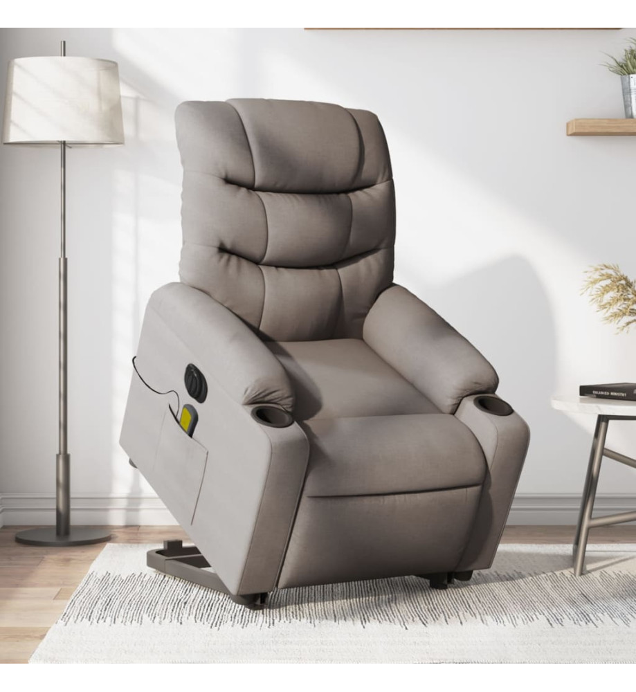 Fauteuil inclinable de massage électrique Taupe Tissu