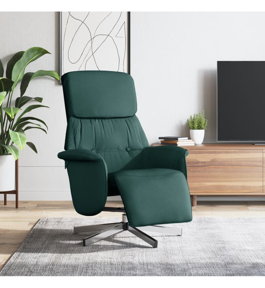 Fauteuil inclinable avec repose-pieds vert foncé tissu