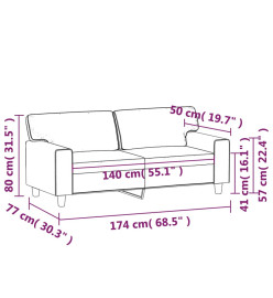 Canapé à 2 places Cappuccino 140 cm Similicuir