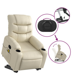 Fauteuil inclinable de massage Crème Similicuir