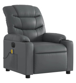 Fauteuil de massage inclinable électrique gris similicuir