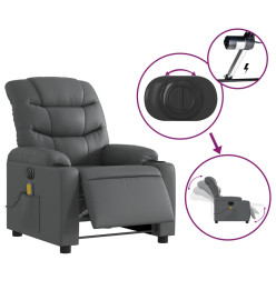 Fauteuil de massage inclinable électrique gris similicuir