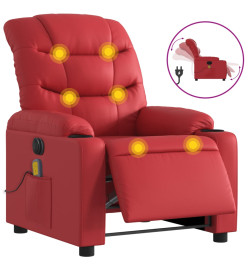 Fauteuil de massage inclinable électrique rouge similicuir