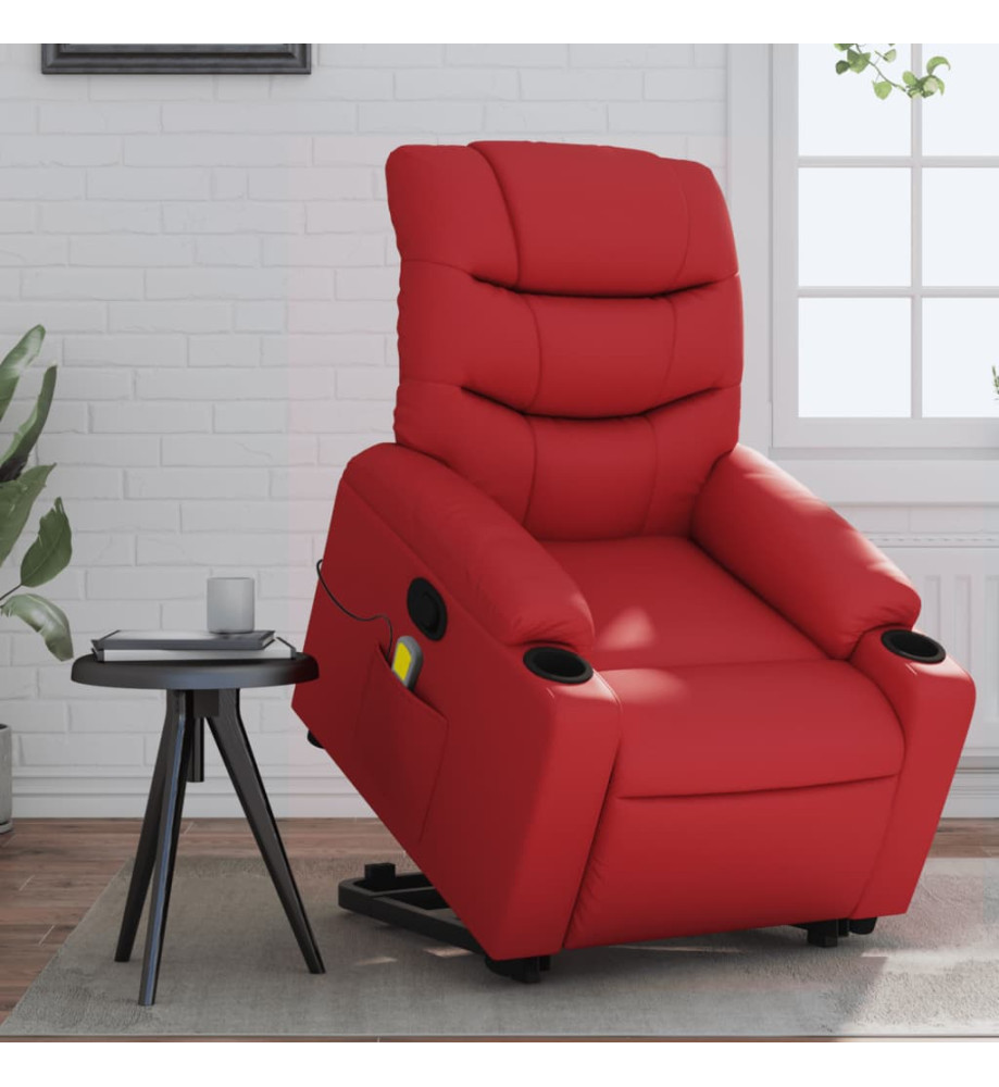 Fauteuil inclinable de massage Rouge Similicuir