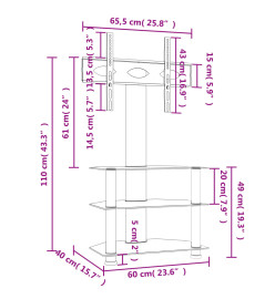 Meuble TV d'angle 3 niveaux pour 32-70 pouces noir et argenté