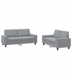 Ensemble de canapés 2 pcs gris clair tissu