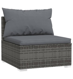 Salon de jardin 7 pcs avec coussins résine tressée gris