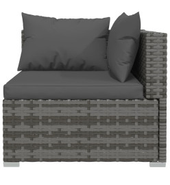 Salon de jardin 10 pcs avec coussins Gris Résine tressée