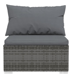 Salon de jardin 7 pcs avec coussins Résine tressée Gris