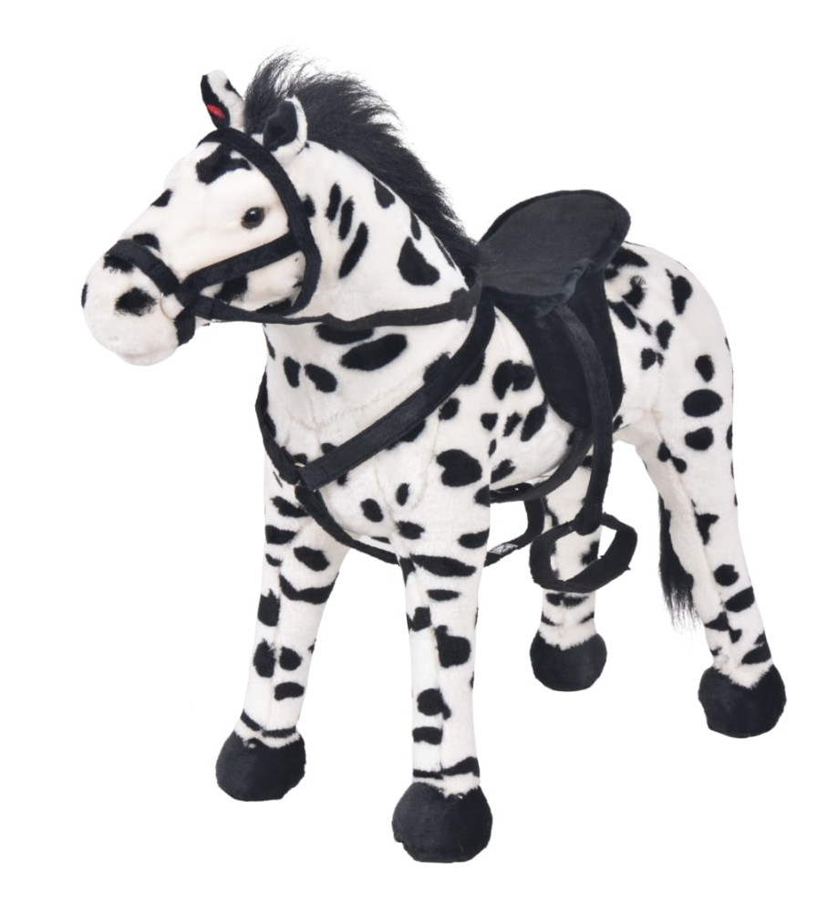 Jouet en peluche Cheval Noir et blanc XXL