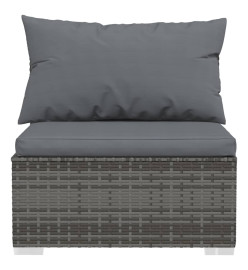 Salon de jardin 10 pcs avec coussins Résine tressée Gris