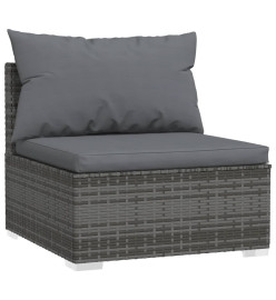 Salon de jardin 10 pcs avec coussins Résine tressée Gris