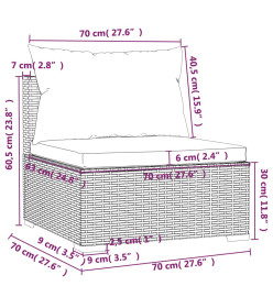 Salon de jardin 6 pcs avec coussins Résine tressée Gris