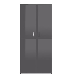 Armoire à chaussures Gris brillant 80x39x178 cm Aggloméré