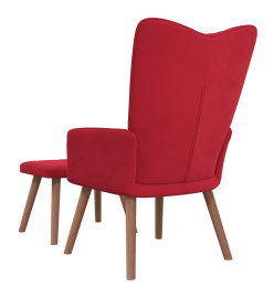 Chaise de relaxation avec repose-pied Rouge bordeaux Velours