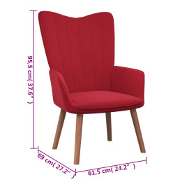 Chaise de relaxation avec repose-pied Rouge bordeaux Velours