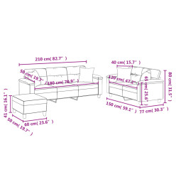 Ensemble de canapés 3 pcs coussins Gris foncé Tissu microfibre