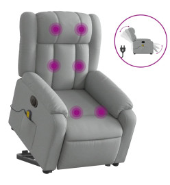 Fauteuil inclinable de massage électrique Gris clair Tissu