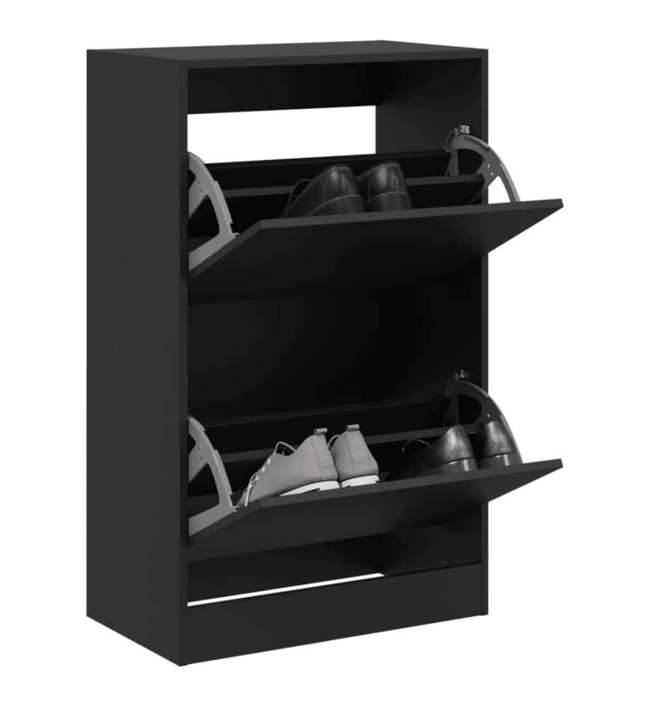 Armoire à chaussures noir 60x34x96,5 cm bois d'ingénierie