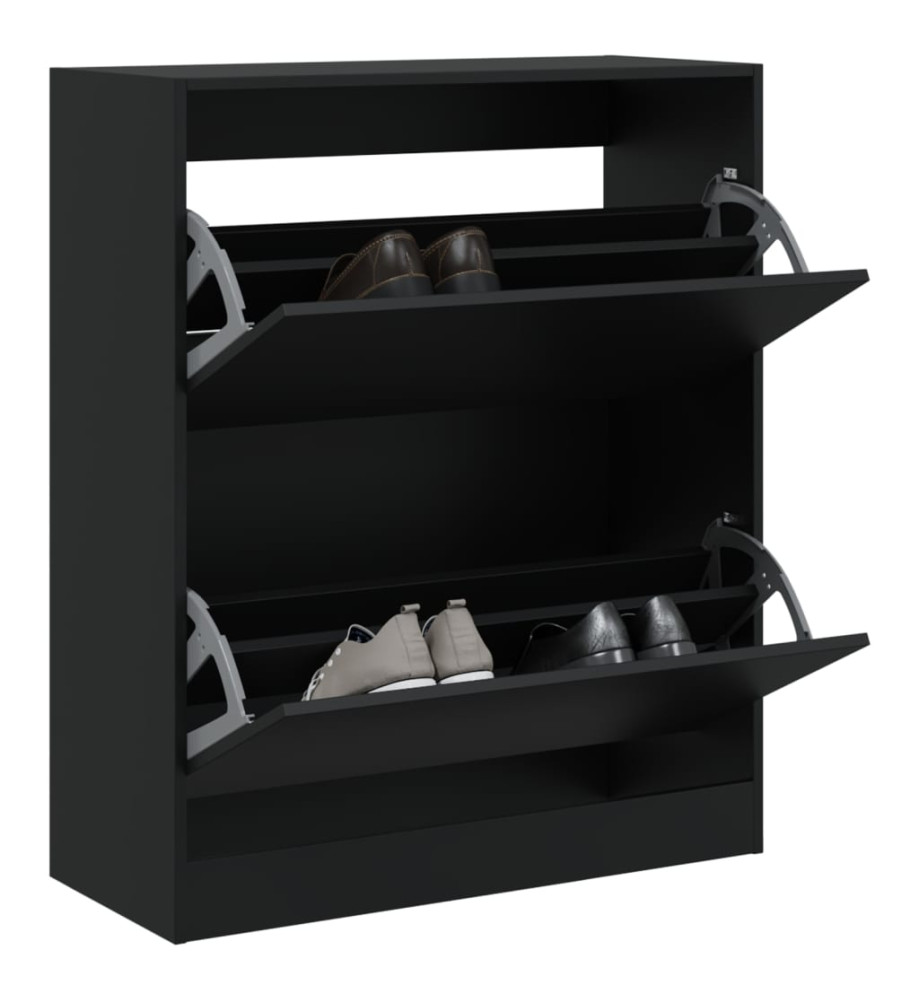 Armoire à chaussures noir 80x34x96,5 cm bois d'ingénierie