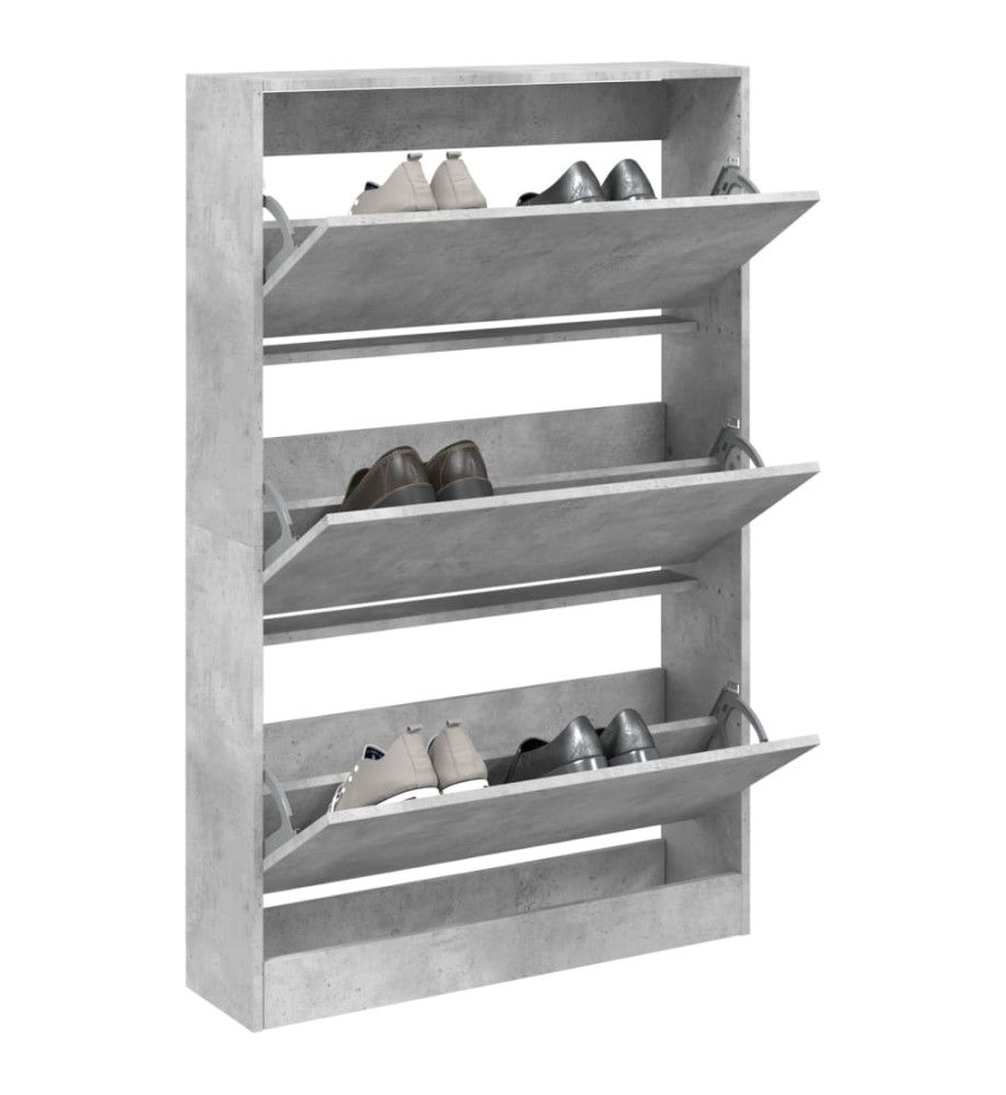 Armoire à chaussures gris béton 80x21x125,5cm bois d'ingénierie