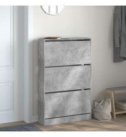 Armoire à chaussures gris béton 80x21x125,5cm bois d'ingénierie