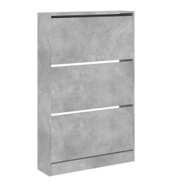 Armoire à chaussures gris béton 80x21x125,5cm bois d'ingénierie