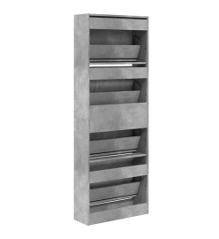 Armoire à chaussures gris béton 60x21x163,5cm bois d'ingénierie