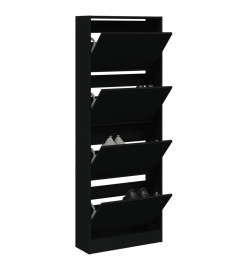 Armoire à chaussures noir 60x21x163,5 cm bois d'ingénierie