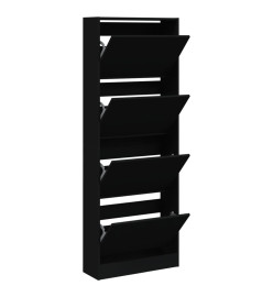 Armoire à chaussures noir 60x21x163,5 cm bois d'ingénierie